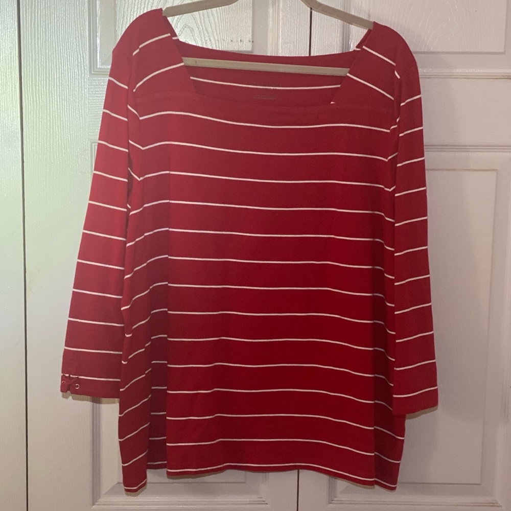 Talbots Red/White Stripe Top, Size 3X